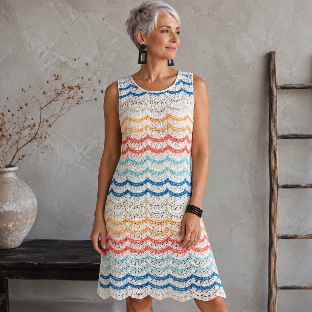 Antonio Melani White Multi Color Eudice Scallop Lace Overlay Dress 8